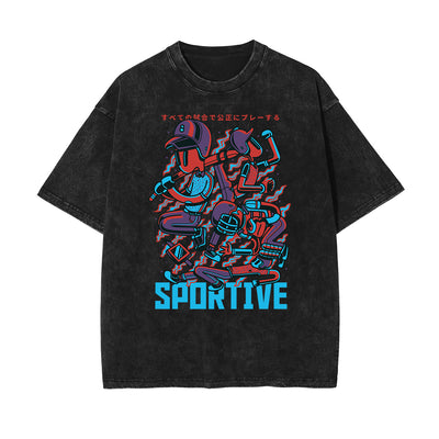 Cartoon Abstract Faded Pattern T Shirt