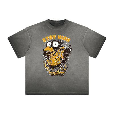Retro Cartoon Thick Faded Pattern Tee