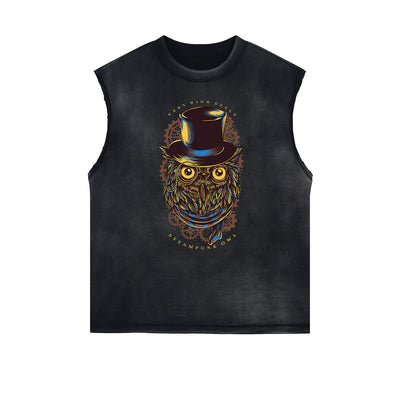 Retro Cartoon Pattern Sleeveless Tee