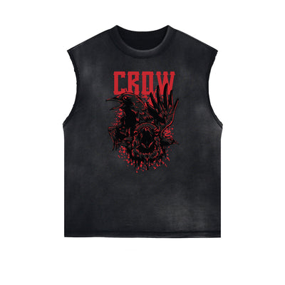 Retro Cartoon Pattern Sleeveless Tee