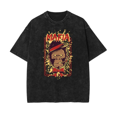 Retro Cartoon Faded Pattern T Shirt