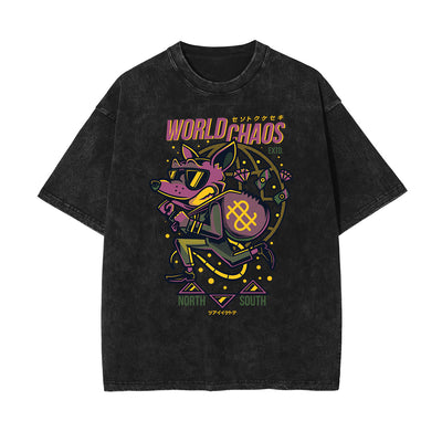 Abstract Graphic Faded Washed Animal Tee