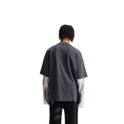 Washed Colorblock Contrast Sleeve Tee