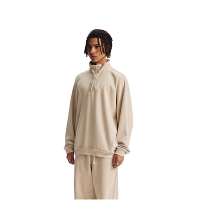 Distressed Wash Comfort Zip Pullover Sweatshirt