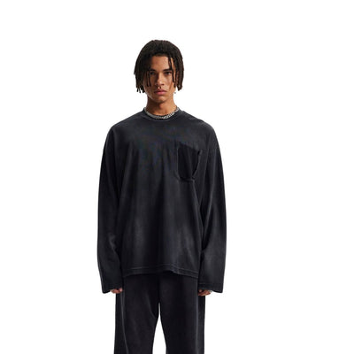 Faded Color Block Pocket Long Sleeve