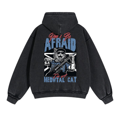 Lovely Kitten Graphic Double Slider Zip Hoodie-INNBLAC