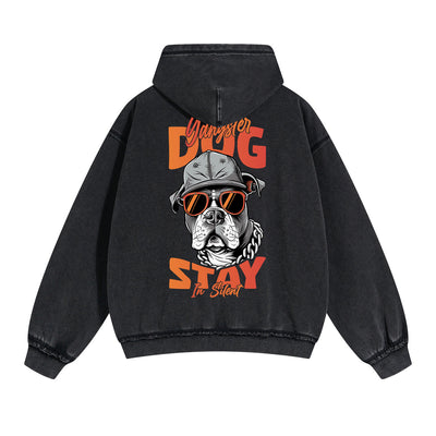 Cute Dog Graphic Double Slider Zip Hoodie-INNBLAC
