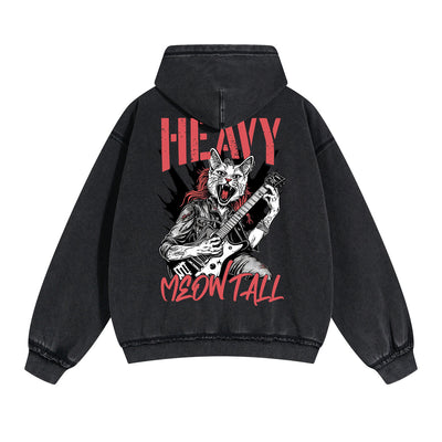 Lovely Kitten Graphic Double Slider Zip Hoodie-INNBLAC