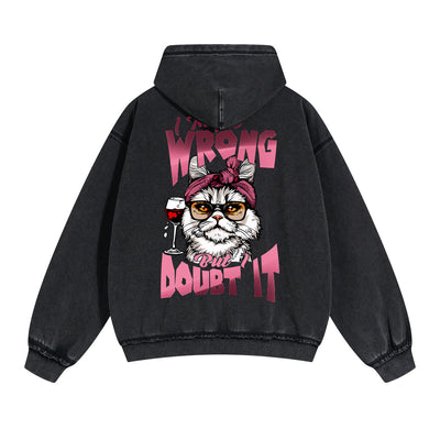 Lovely Kitten Graphic Double Slider Zip Hoodie-INNBLAC