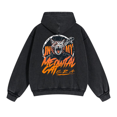 Lovely Kitten Graphic Double Slider Zip Hoodie-INNBLAC