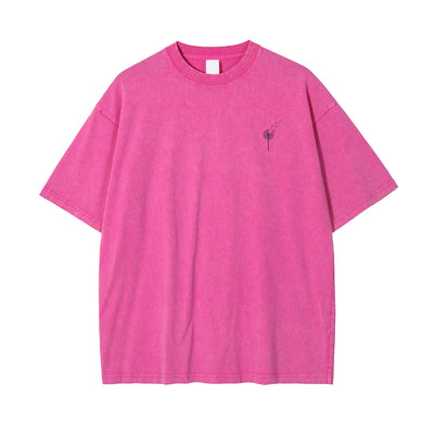Stone Wash Line Art Flowers Graphic Tee