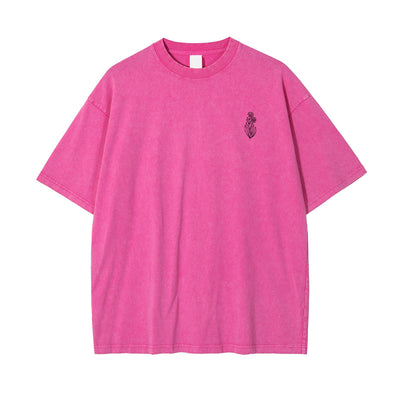 Stone Wash Line Art Flowers Graphic Tee