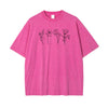 Flower Line Art Pattern Pink T Shirt
