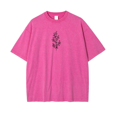 Floral Line Art Drawing Short Sleeve T Shirt