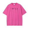 Flower Line Art Pattern Pink T Shirt