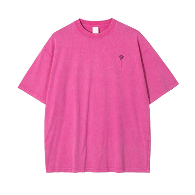 Stone Wash Line Art Flowers Graphic Tee