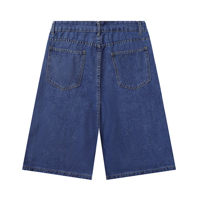 Cartoon Flower Print Denim Summer Streetwear Shorts