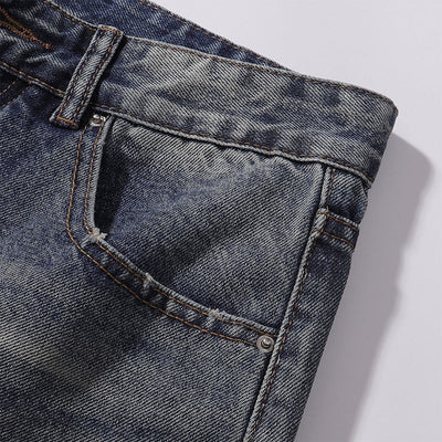 Wide Leg Distressed Paint Splatter Denim Jeans