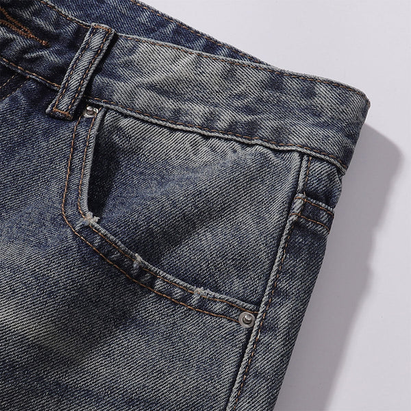 Wide Leg Distressed Paint Splatter Denim Jeans