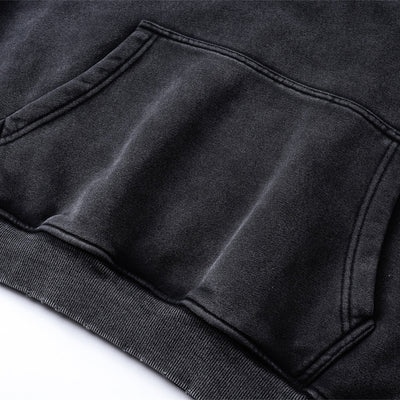 Front Pocket Button Detail Oversized Washed Hoodie