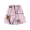 Elastic Waist Casual Pink Camo Branch Print Shorts