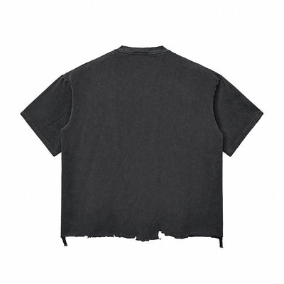Distressed Oversized Raw Hem Tee
