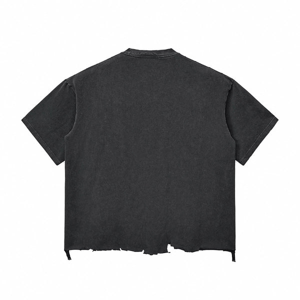 Distressed Oversized Raw Hem Tee