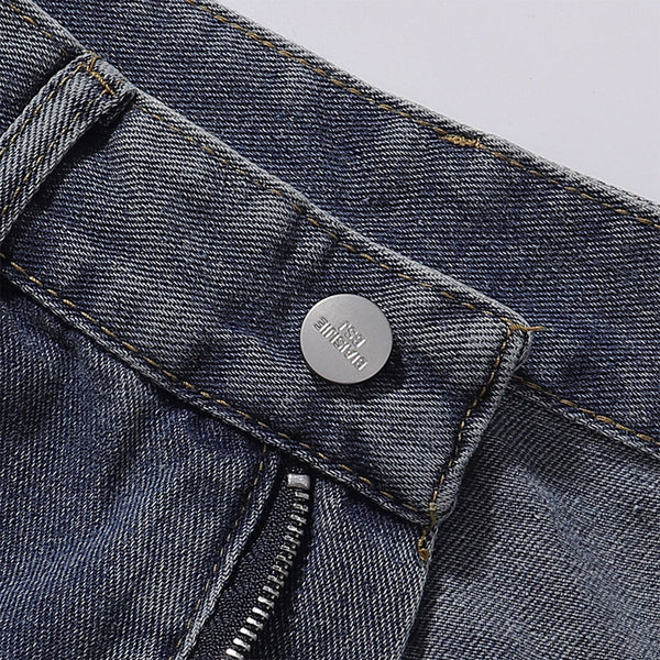 Embroidered Patch Denim Cargo Jeans with Striped Detail