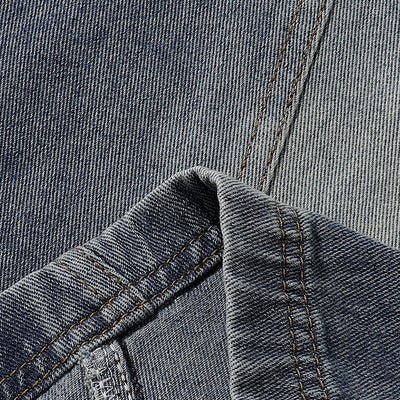 Front Panel Stitching Vintage Washed Denim Shorts