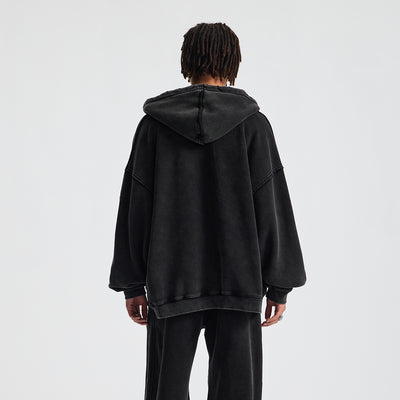 Oversized Vintage Washed Zip Up French Terry Hoodie