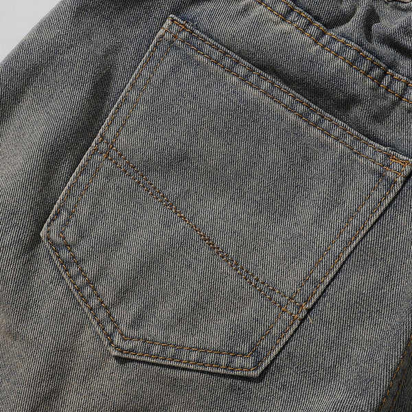 Dog Embroidery Design Vintage Washed Denim Shorts