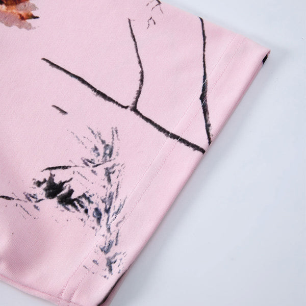 Nature Branch Print Pink Camo Short Sleeve Tee