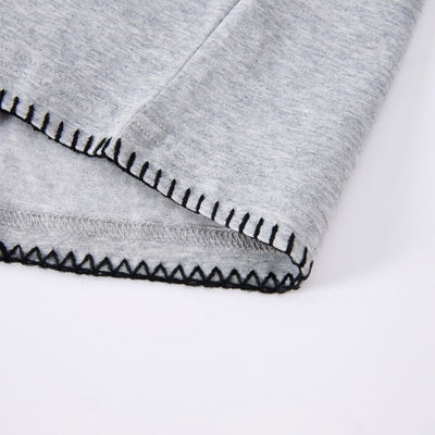 Oversized Minimal Tee Raw Edge Contrast Stitching