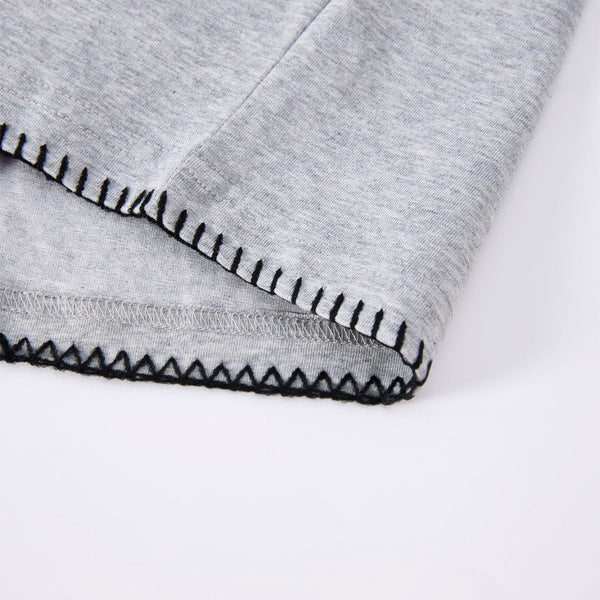 Oversized Minimal Tee Raw Edge Contrast Stitching