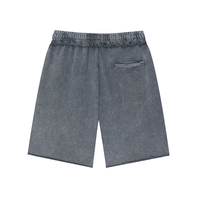 Stone-Washed Raw-Edge Sweat Shorts