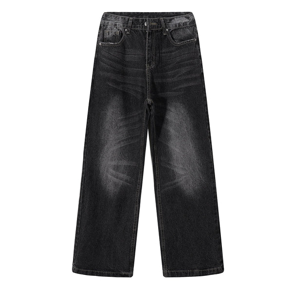 Faded Wash Vintage Relaxed Wide Leg Denim Jeans