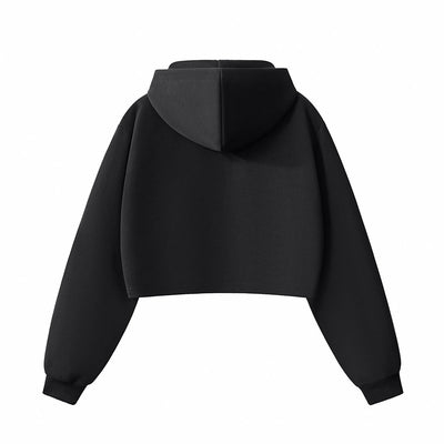 Women's Solid Zip-Front Cropped Hoodie