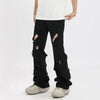 Distressed Black Ripped Flared Jeans