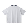 Oversized Color-Block Ribbed Collar Comfortable Tee