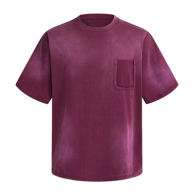 Swirl Dyed Distressed Pocket Loose Fit Crew Tee