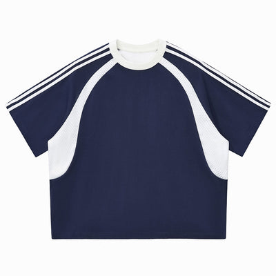Raglan Sleeve Mesh Panel Sporty Tee