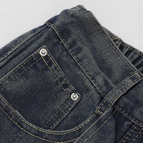 Utility Wide Leg Distressed Denim Jeans