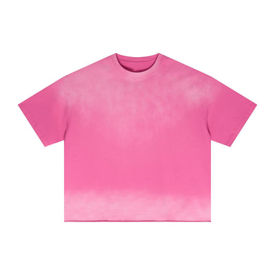 Boxy Raw Edge Washed Loose Short Sleeve Tee