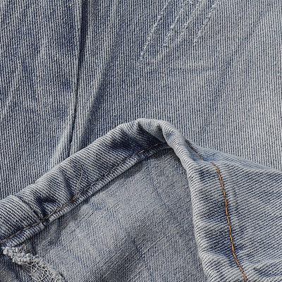 High-Waist Washed Denim Bermuda Shorts