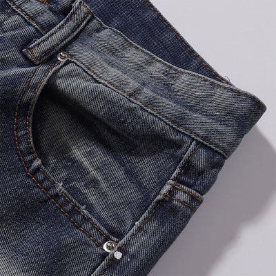 Splatter Wash Distressed Wide Leg Jeans