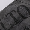 Wide Leg Black Bold Letter Print Jeans