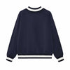 Contrast Trim V-Neck Pullover Sweatshirt