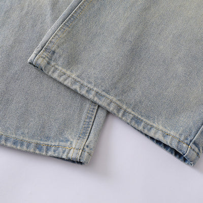 Wrinkle Wash Loose Straight Jeans