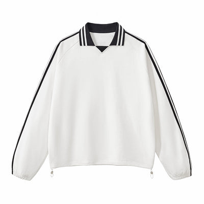 Retro Striped Collar Pullover Sweatshirt