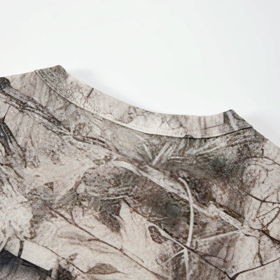Forest Print Camo Cropped Short Sleeve Nature Tee
